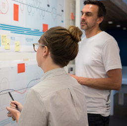 team working on a board